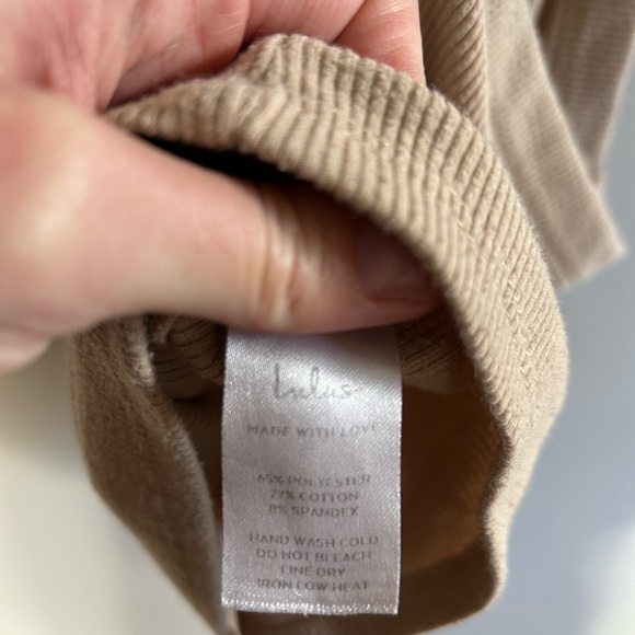 Lulus Anything but Basic beige ribbed assymetrical tank top - Picture 7 of 9